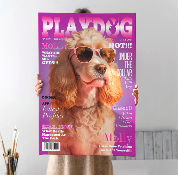 Personalised Pet Portrait Playdog Magazine Cover