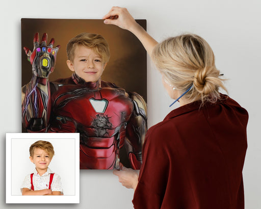 Kid Superhero Portrait Canvas - Pet Canvas Art
