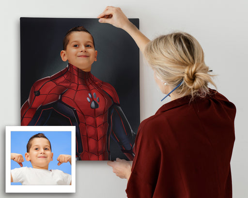 Kid Superhero Portrait Canvas - Pet Canvas Art