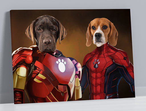 Pet Portrait Canvas Duos - Iron Man and Spiderman - Pet Canvas Art