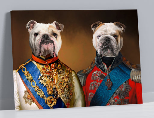 Pet Portrait Canvas Duos - Bulldog Generals - Pet Canvas Art