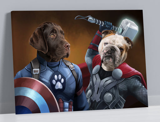 Pet Portrait Canvas Duos - Captain America and Thor - Pet Canvas Art