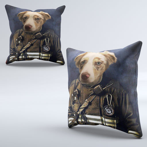 Pet Portrait Cushions - The Fireman - Pet Canvas Art
